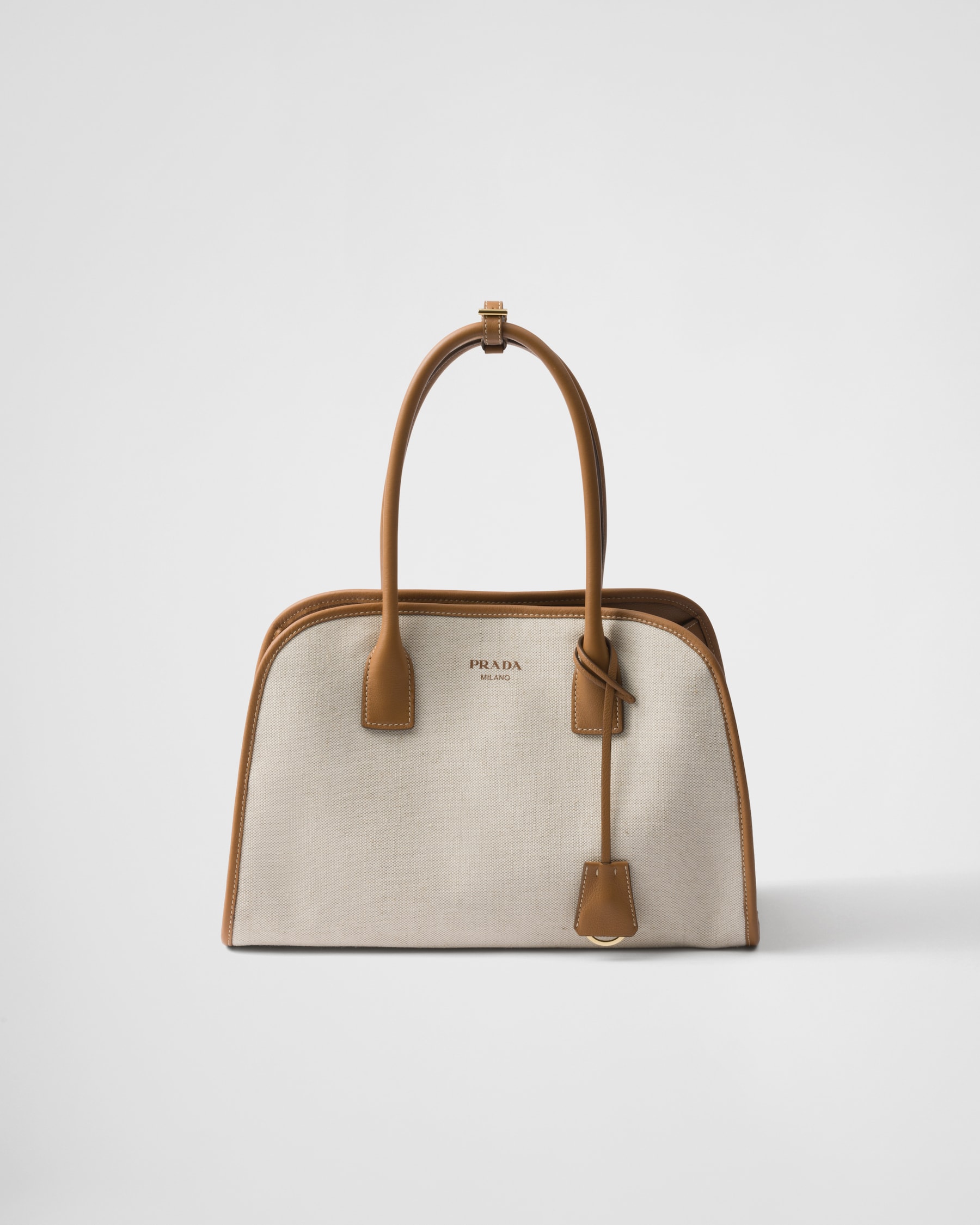 Prada medium linen-blend and leather tote1BG572_2HJA_F0I55_V_OOZ
