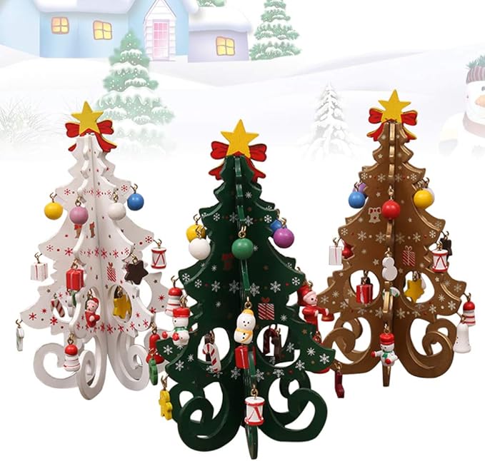 🌲🌲DIY 3D Mini Wooden Christmas Tree Decoration