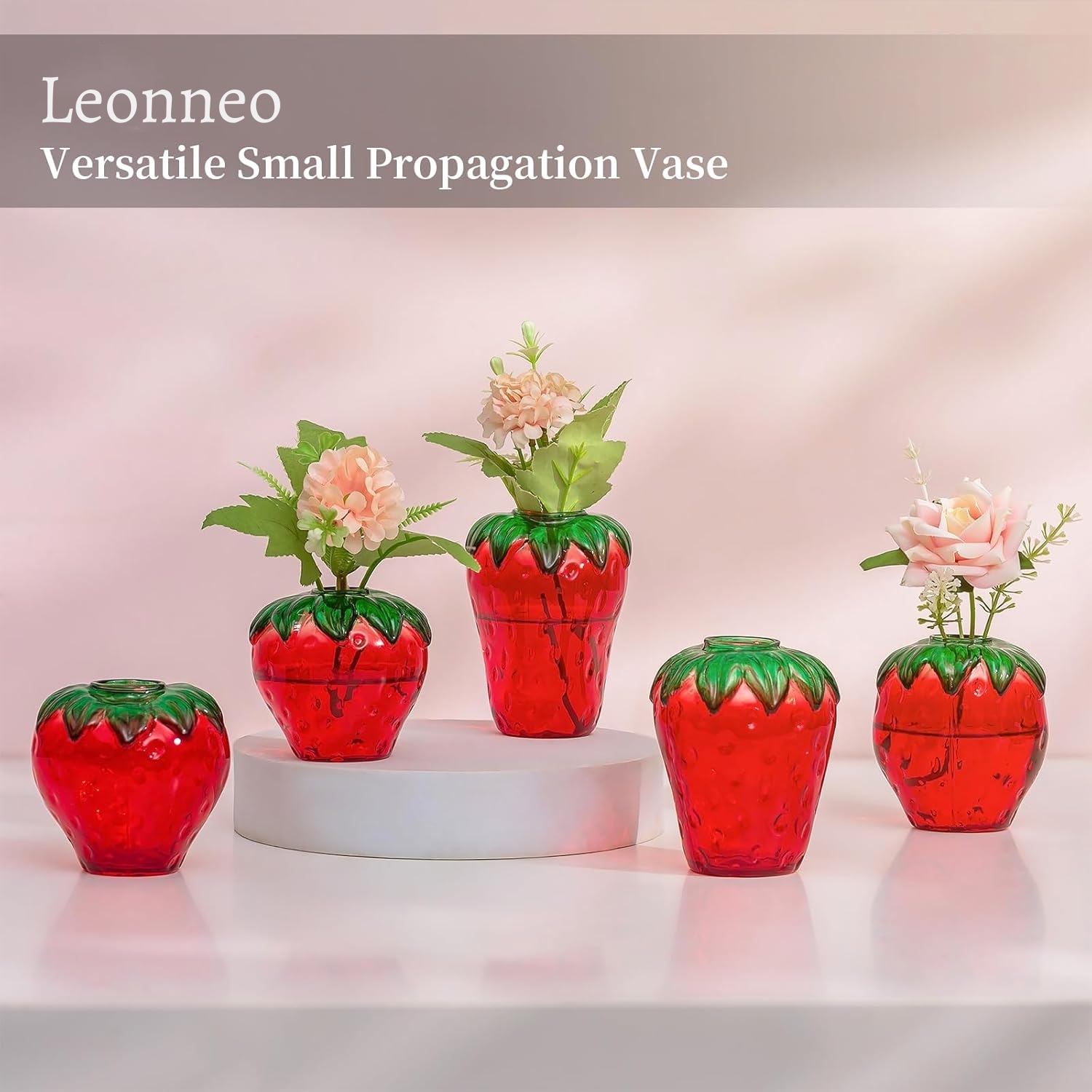 🔥On Sale🔥Set of 5 pcs Glass Strawberry Propagation Vase Decor With 12 Strong Magnets