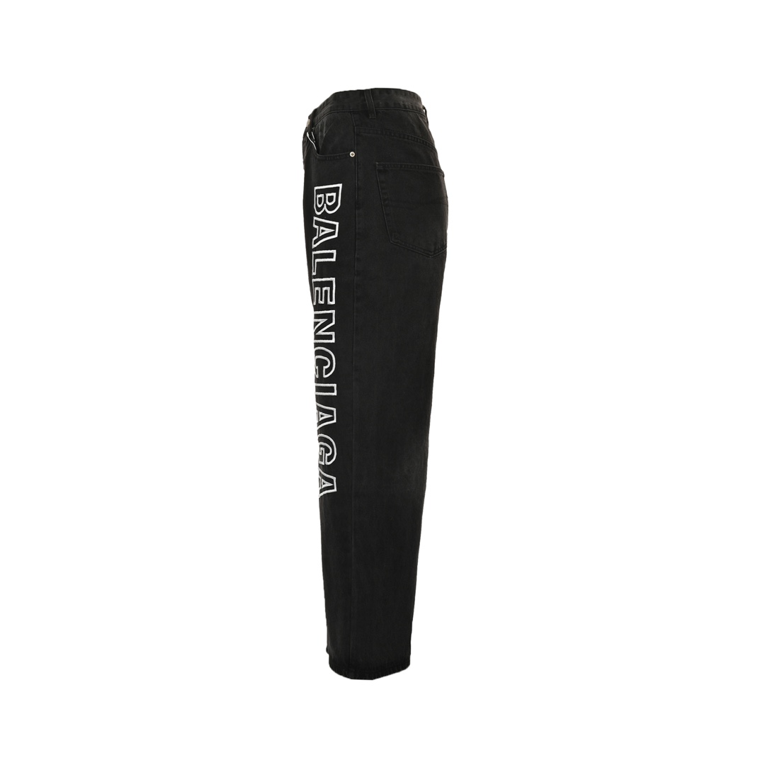Balenciaga embroidered letters washed loose wide-leg jeans