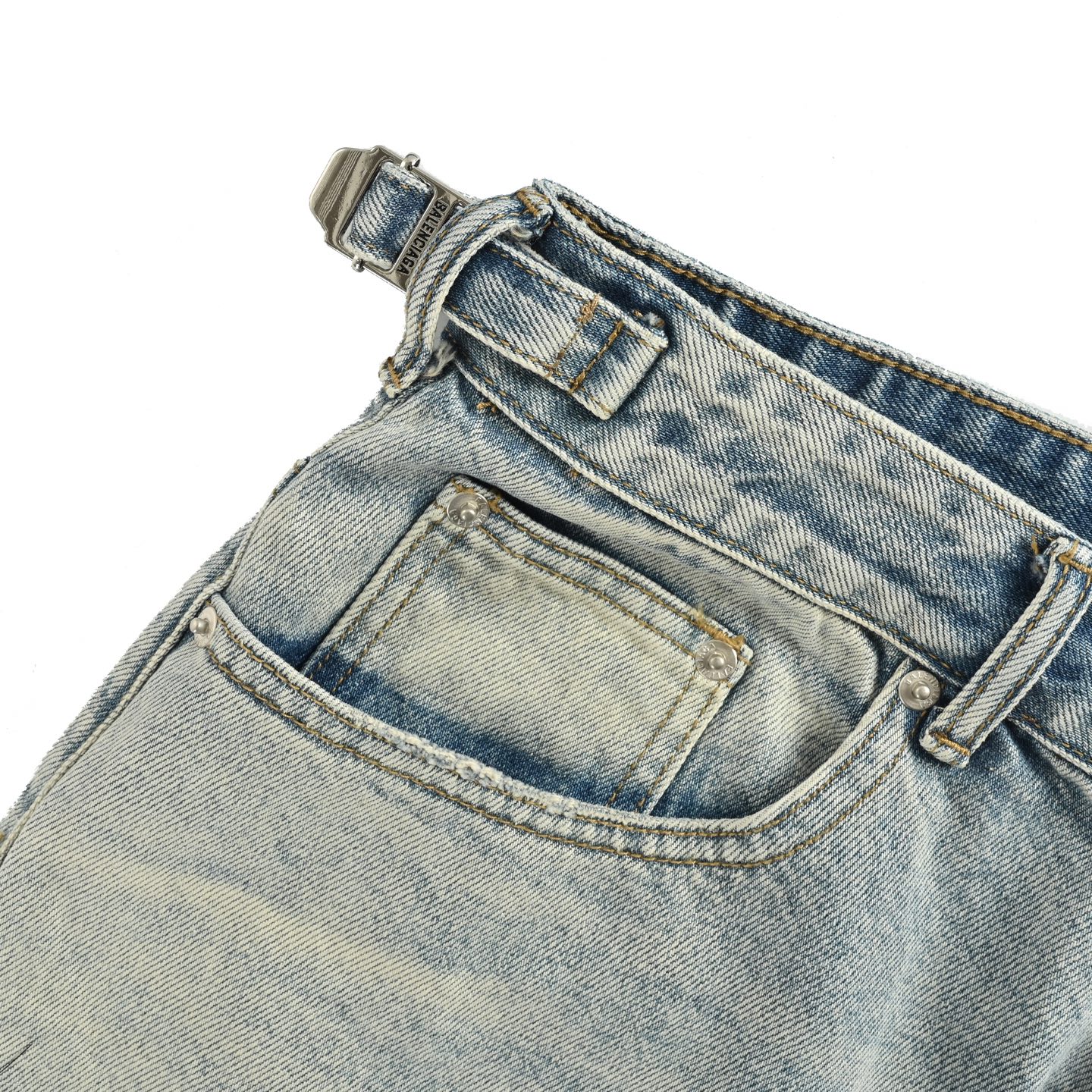 Balenciaga 24ss distressed fringe hem denim shorts