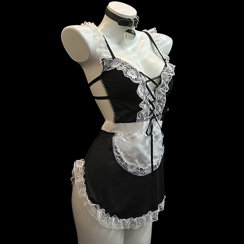 Cosplay Maid Lace Lace-up Lingerie Dress