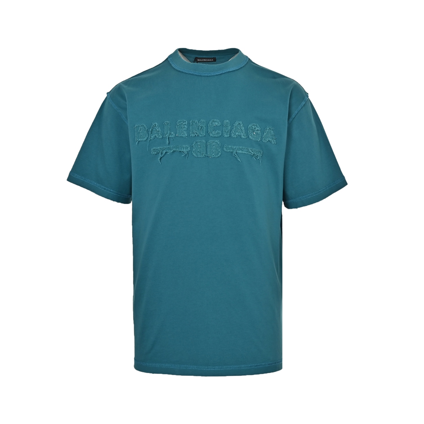 Balenciaga 25ss patch letter reverse stitching hole short sleeve