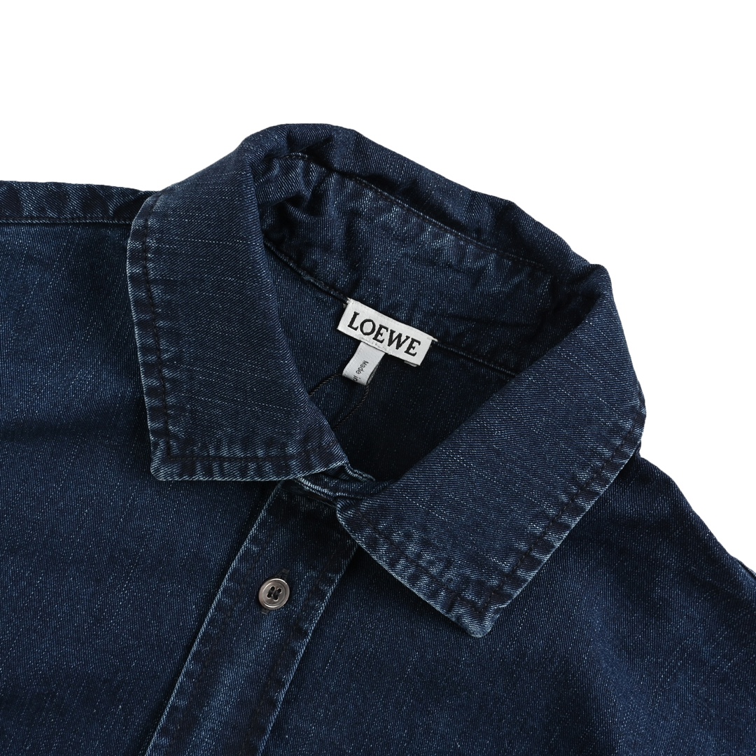 Loewe 24Fw denim shirt jacket with elbow embroidered logo