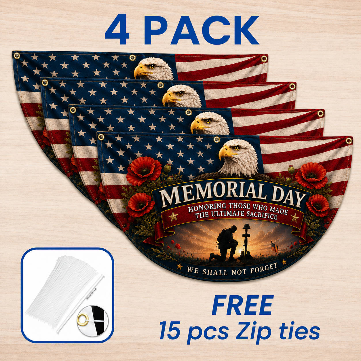 🫡Memorial Day Poppy Tribute Garden Flag