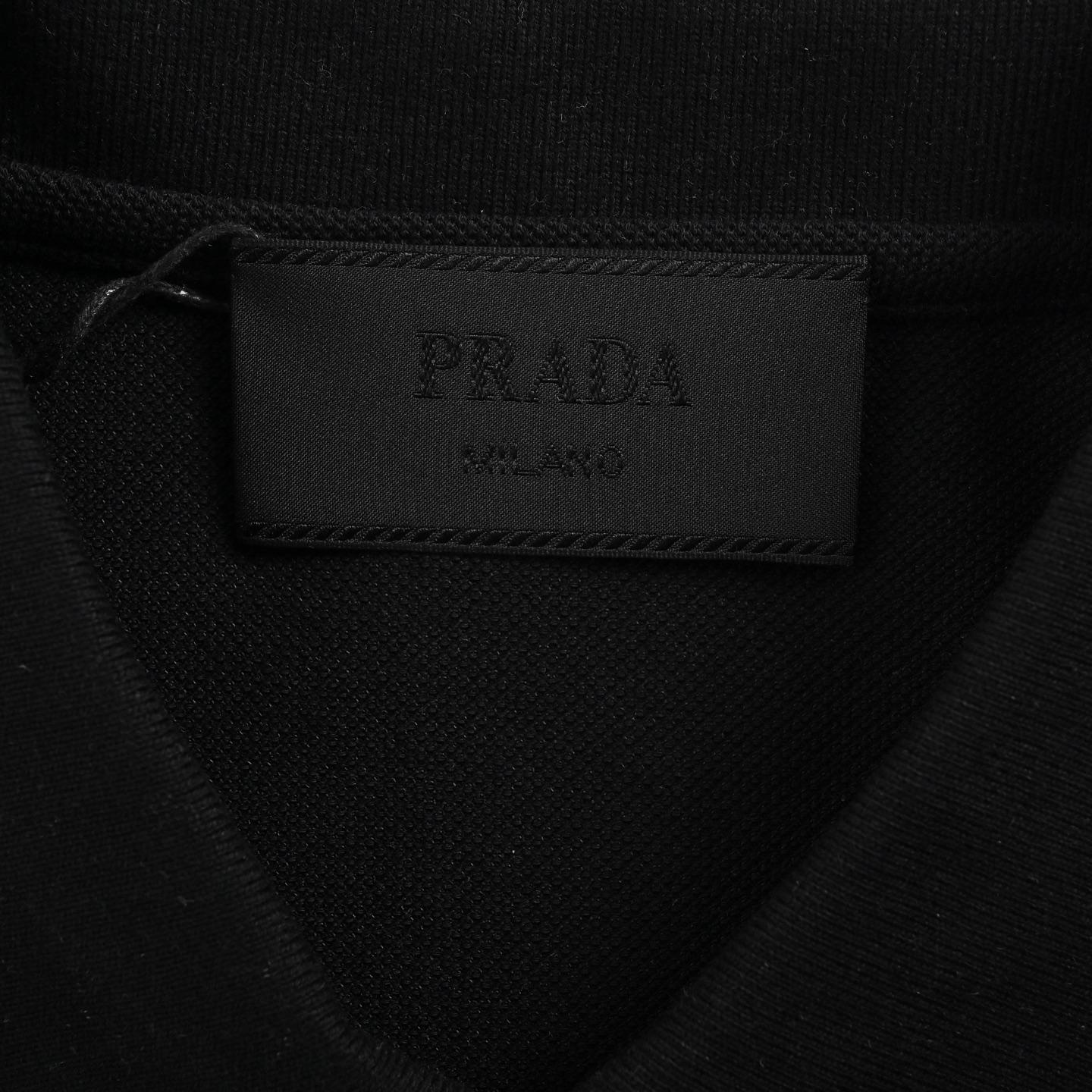 Prada 25ss contrast striped chest embroidery Polo short sleeve