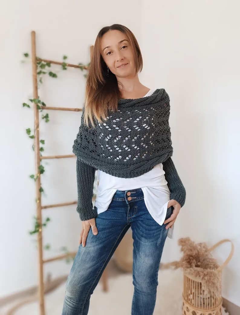 🔥Hot Save 49% OFF🔥Knitted Cable Wrap, Shrugs For Women, Knitted Wrap