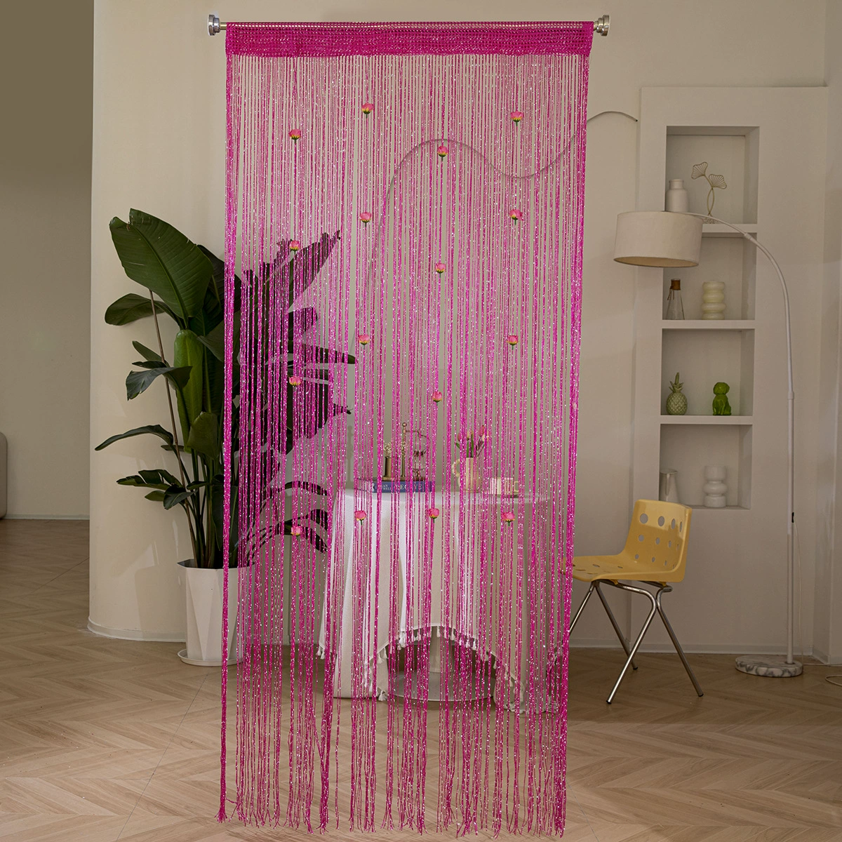 🌹🚪Sparkling Rose Flower String Curtain（2m/78.74