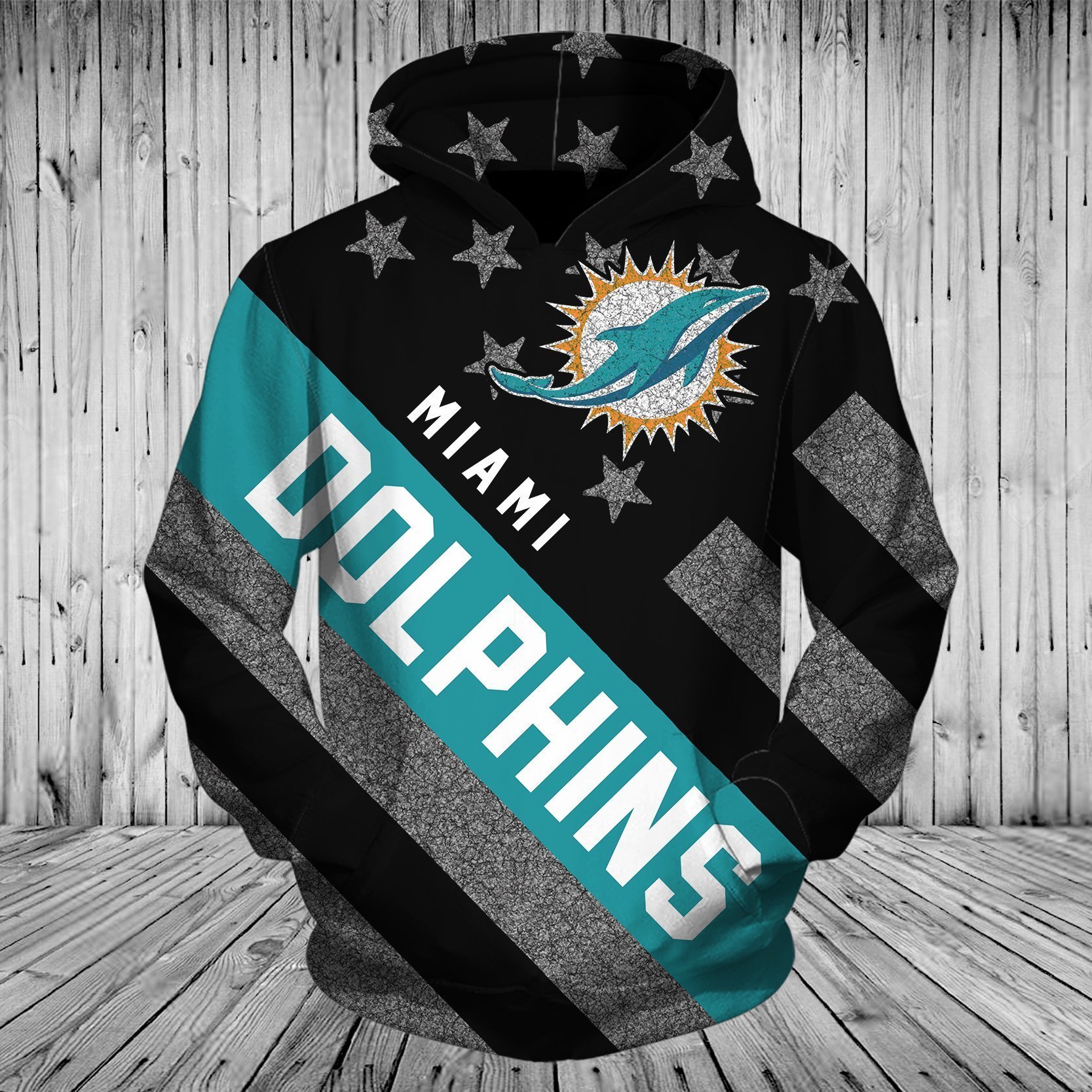 DOLPHINS HOODIE 3D FLAG 544