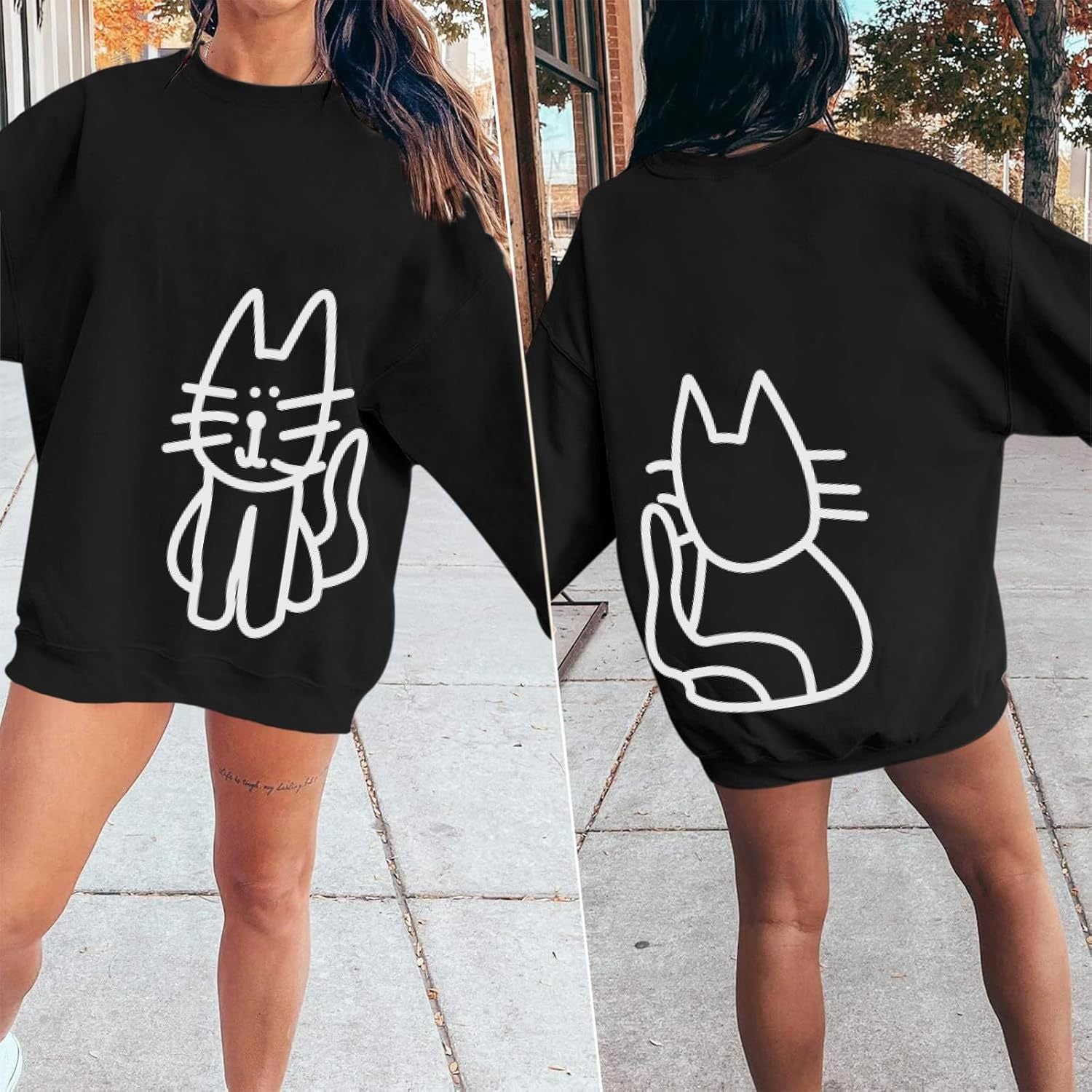 Plus Size Terry Round Neck Long Sleeve Sweater for Women