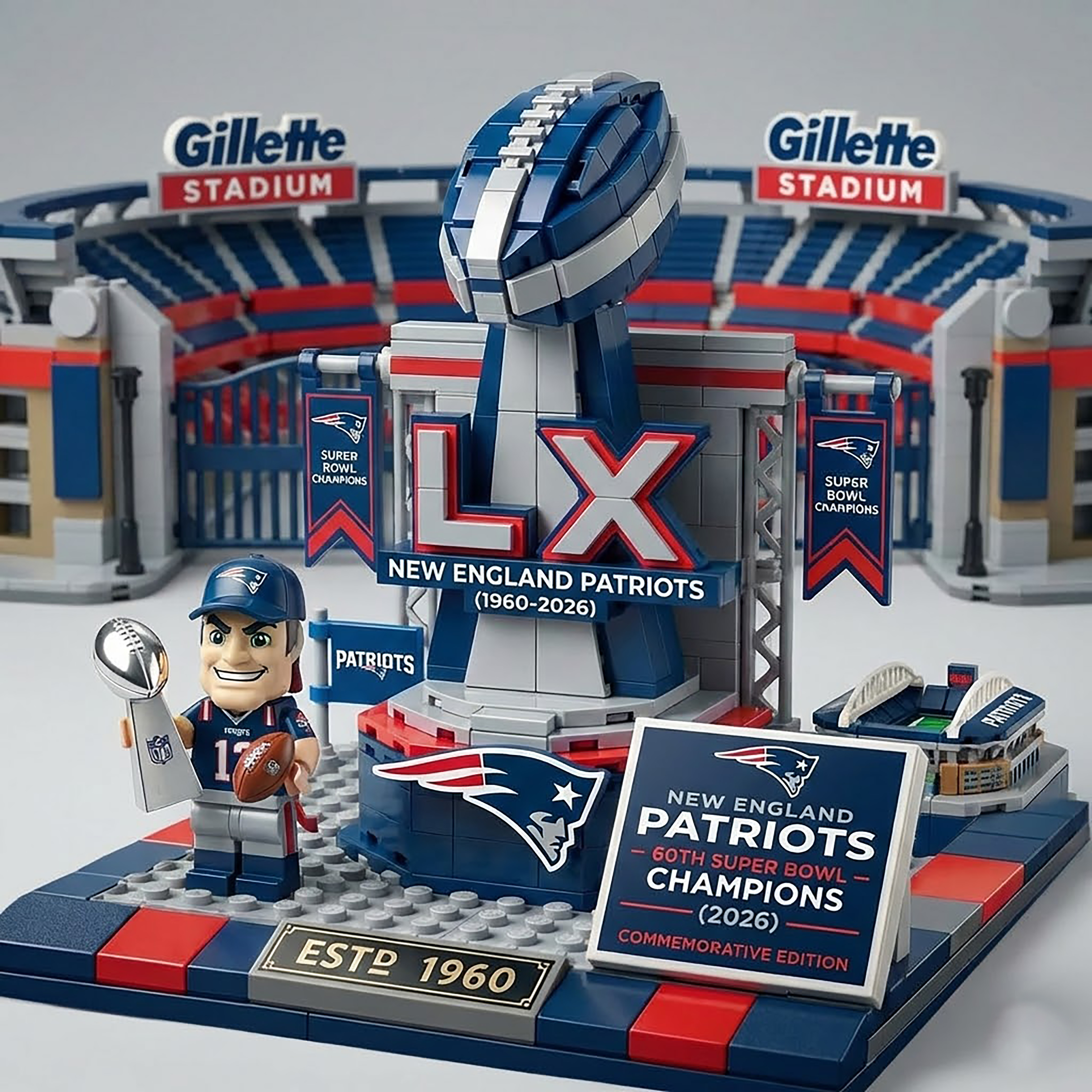 New England Patriots Super Bowl LX Championship Building Set 🏆🧱