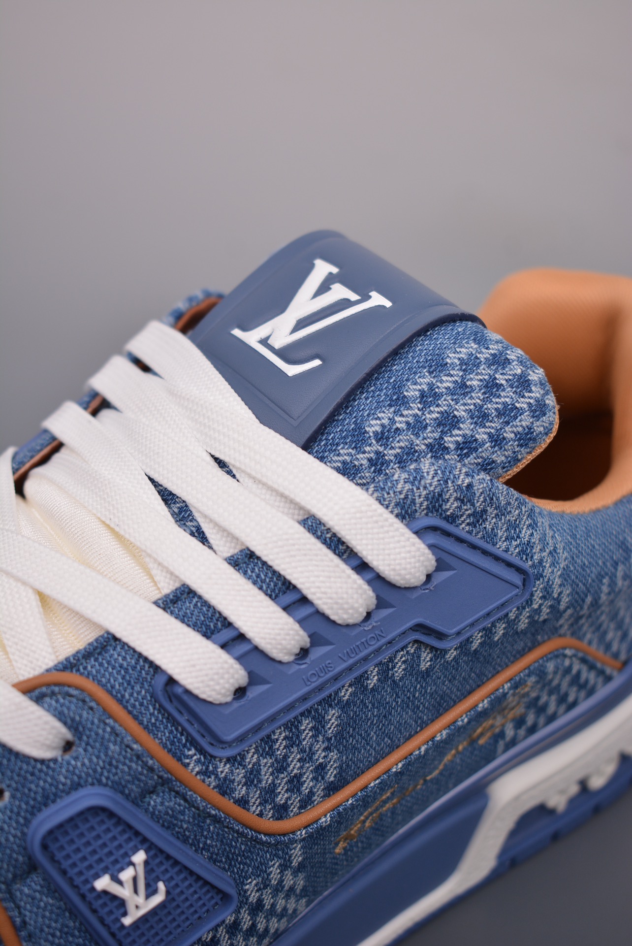 Louis Vuitton Trainer Sneaker Low Denim Blue Plaid 1AD6DJ