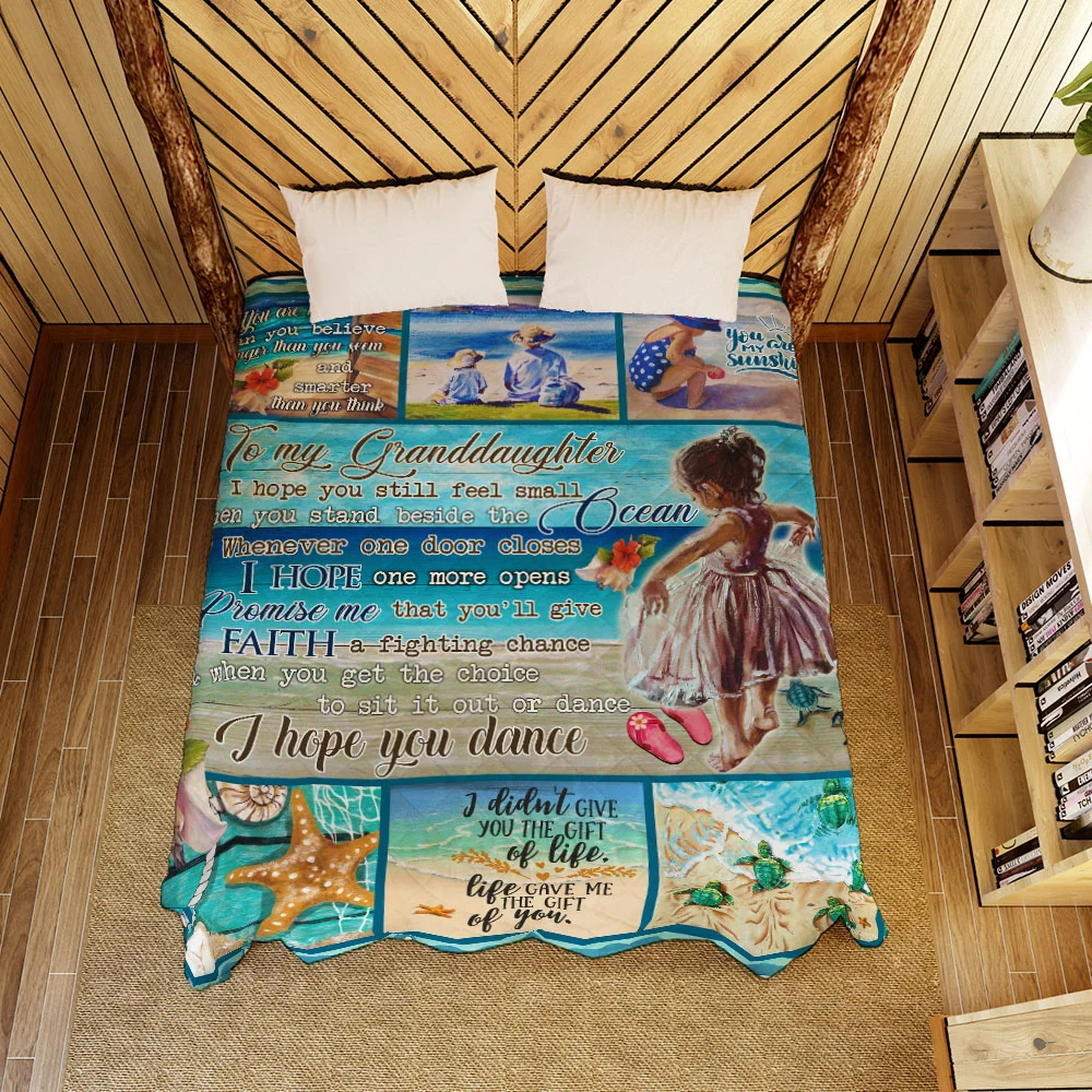 Grandma To Granddaughter, Beach Life Quilt Blanket