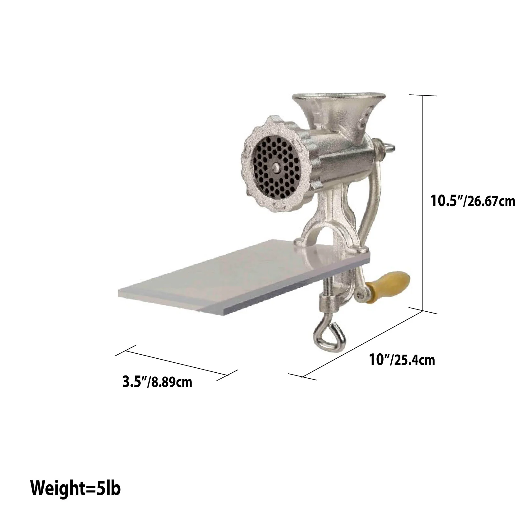 Home Basics Cast Iron Meat Grinder, Silver, 10x10.5x3.5 Inches