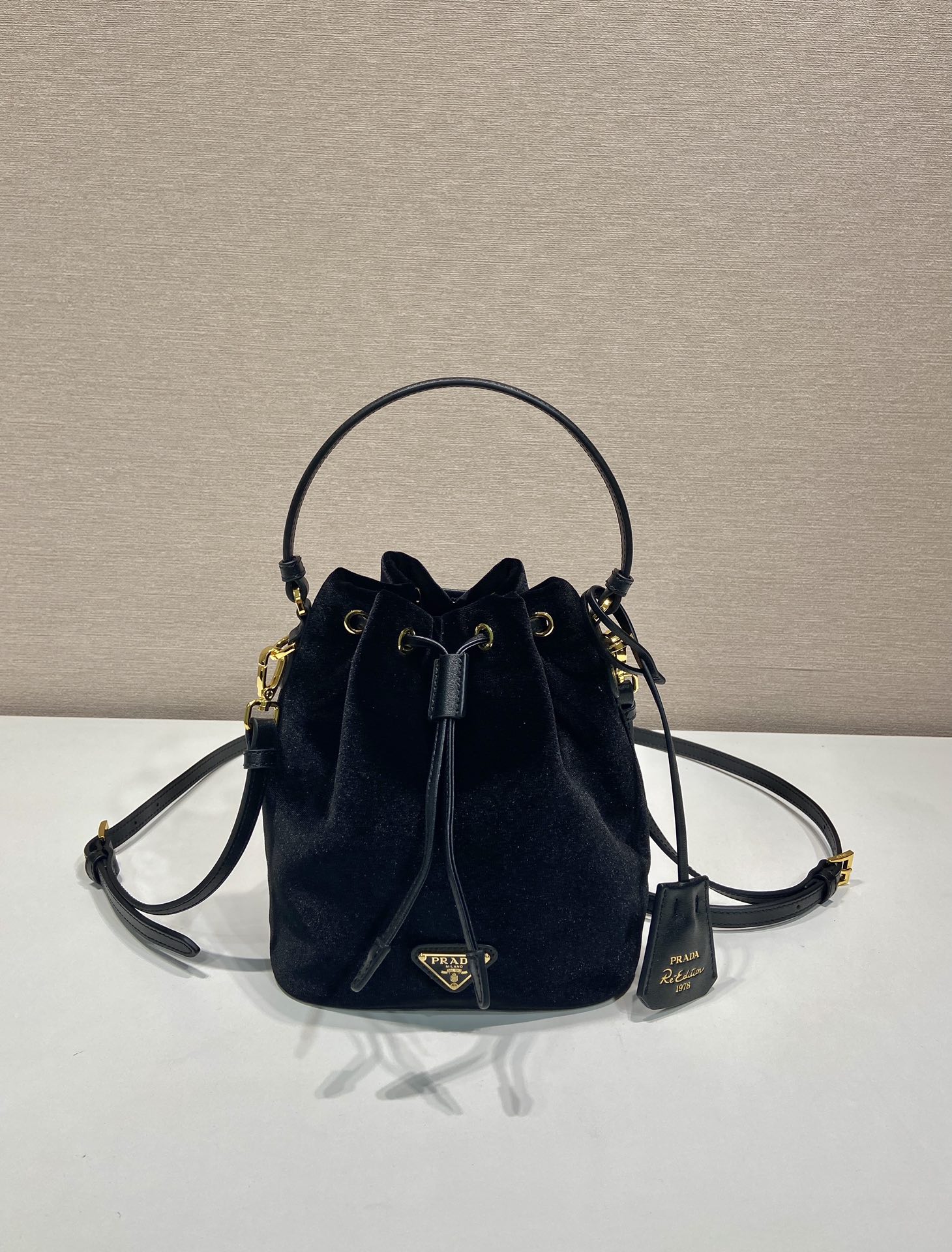 Prada Velvet Bucket Bag 1BE067