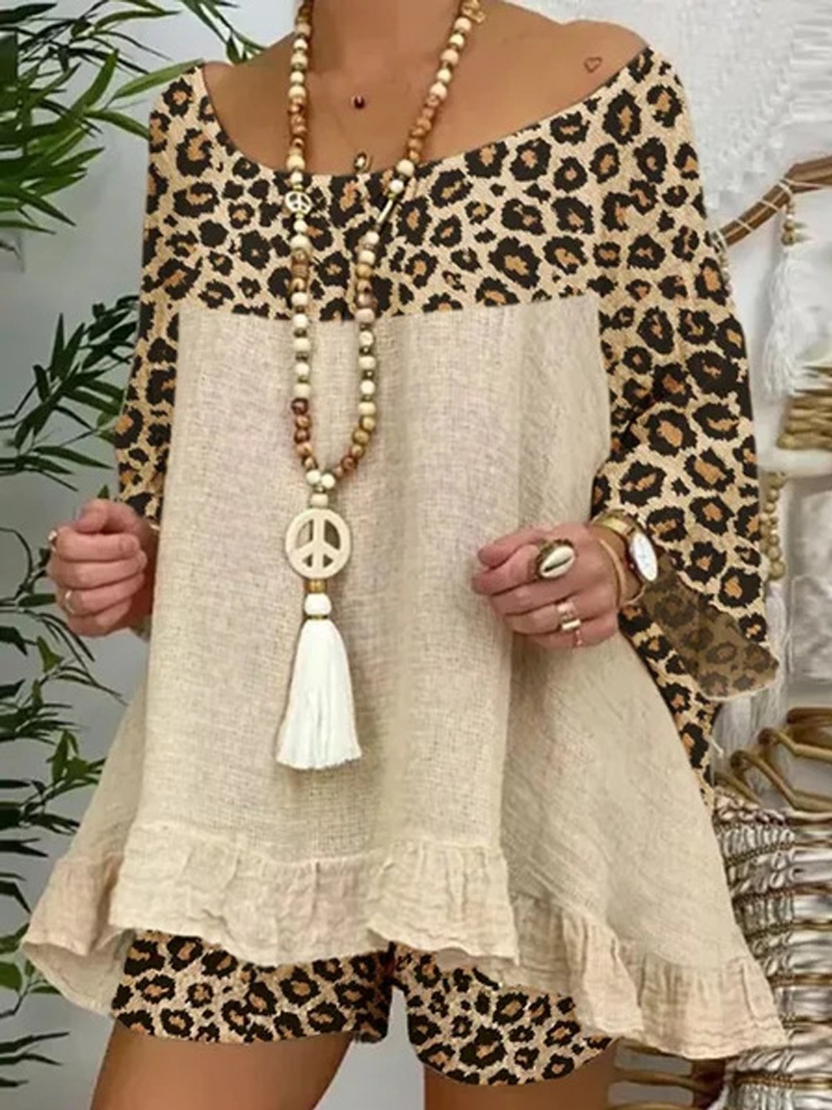 Women's Leopard Stitching Cotton Suit