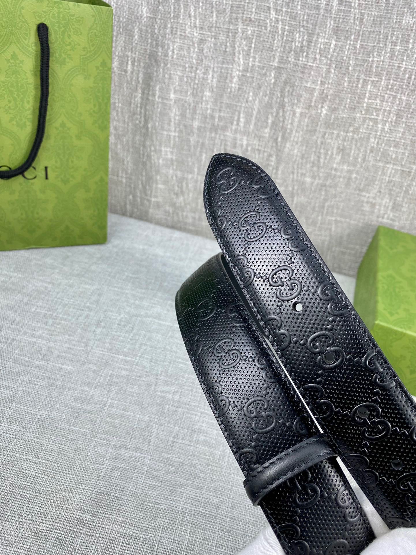 Gucci Signature Printed Leather Belt Width 4.0CM