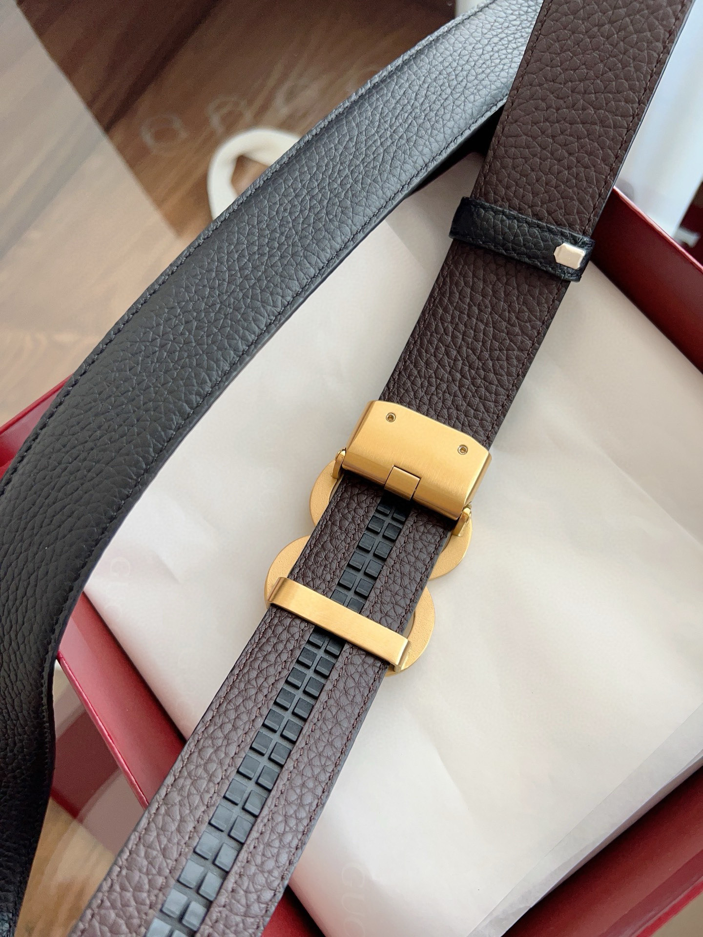 Gucci automatic smooth buckle double-sided cowhide belt width 3.5cm