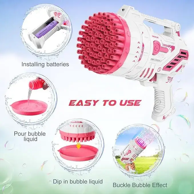 Kids' Bubble Machine, Festive & Party Supplies with Colorful Lights & Thousands of Bubbles, Outdoor Toy Gifts for 4-12 Year Old Boys & Girls, Birthday Party Favors