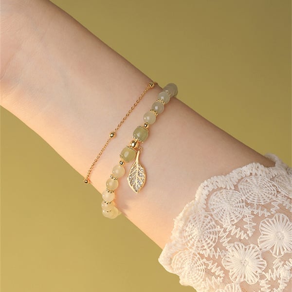 💞Last Day BUY 1 GET 1 FREE 💞--Wotian Jade Lucky Gold Leaf Bangle