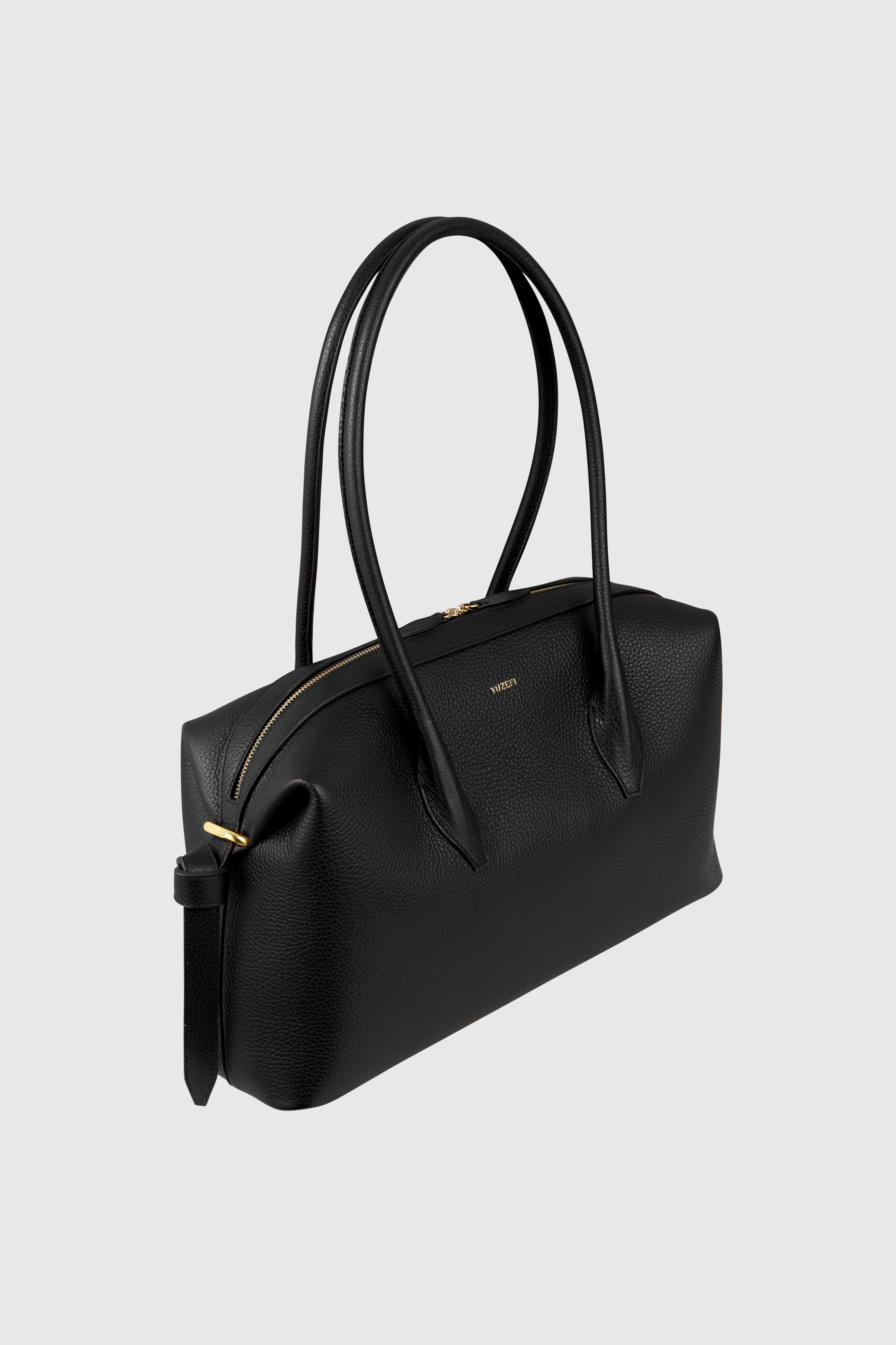 BRIOCHE DUFFLE - BLACK PEBBLE GRAINED LEATHER