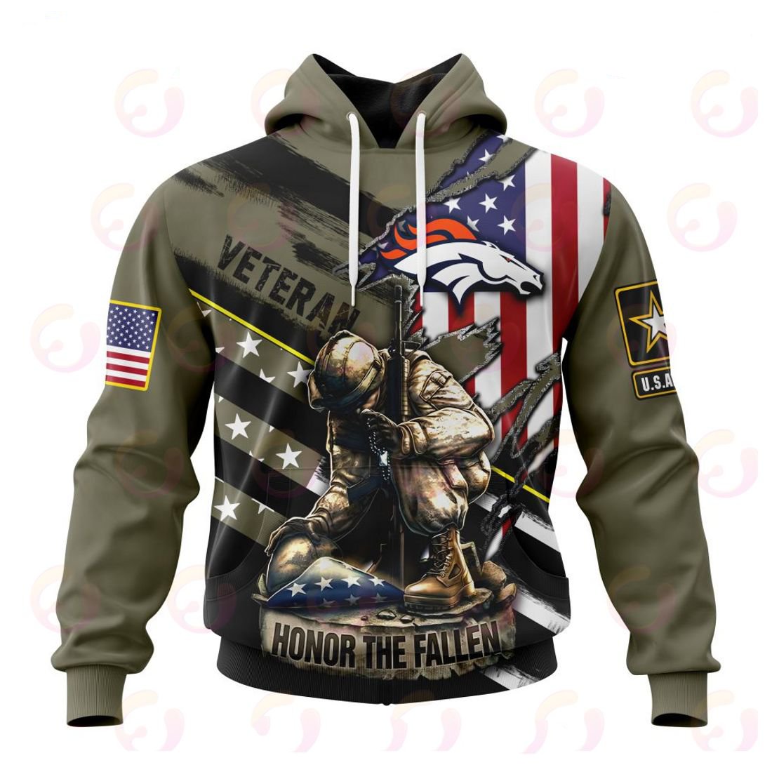 DENVER BRONCOS 3D HOODIE VETERANS
