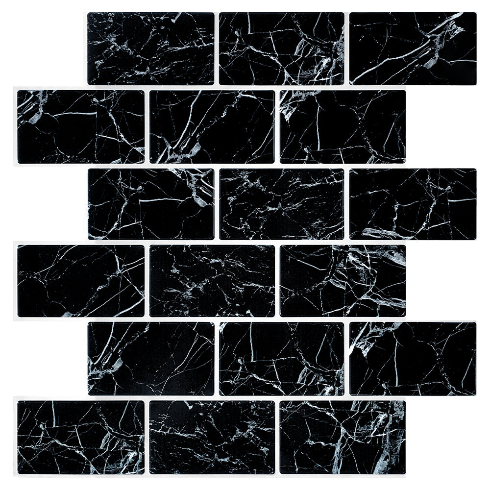 Black Marble Subway Peel and Stick Backsplash Tile - Thicker Design