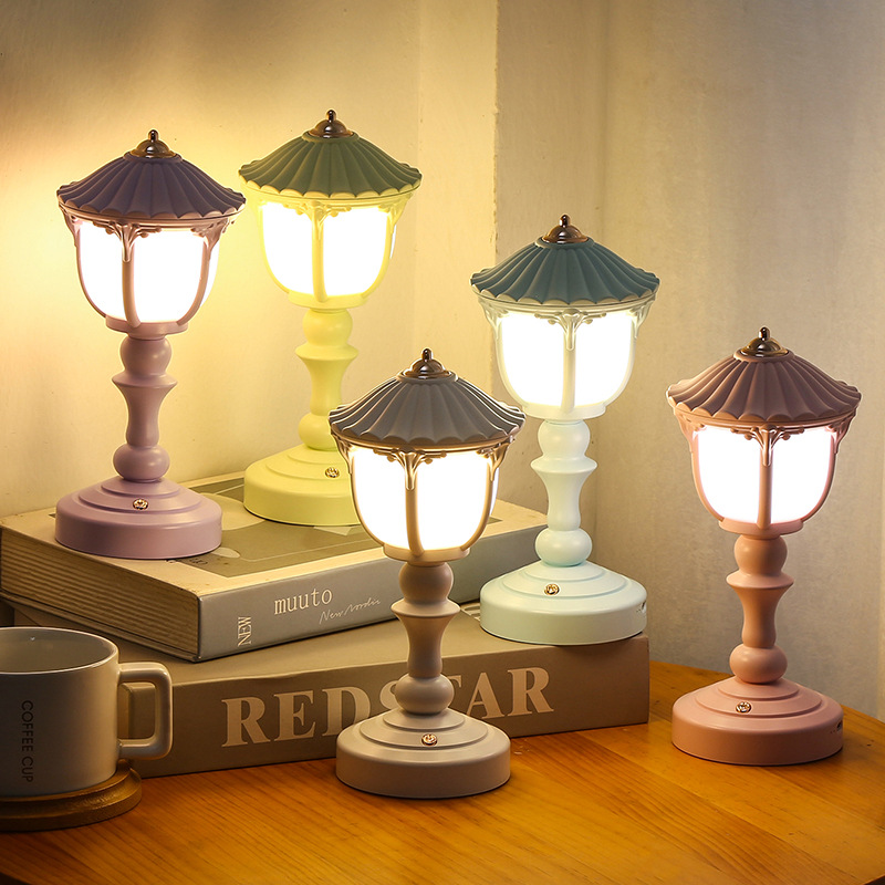 Retro Desk Night Light USB Charging Flicker Free Non-Glaring Illumination 3 Modes Table Lamp