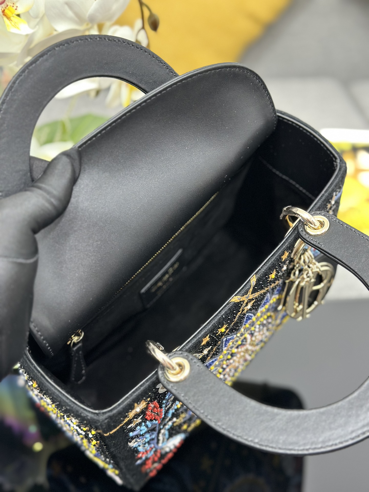 Dior Lady Dior five-grid embroidered star and moon beads Lady Dior bag M0565