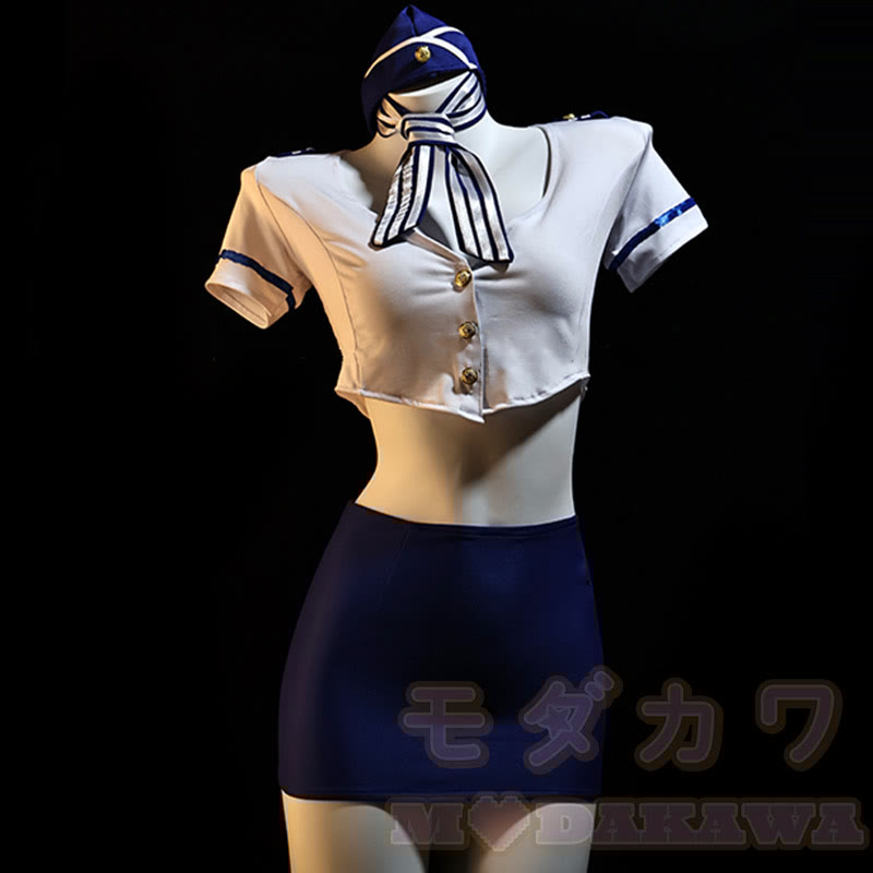 Cosplay Flight Attendant Uniform Lingerie Set