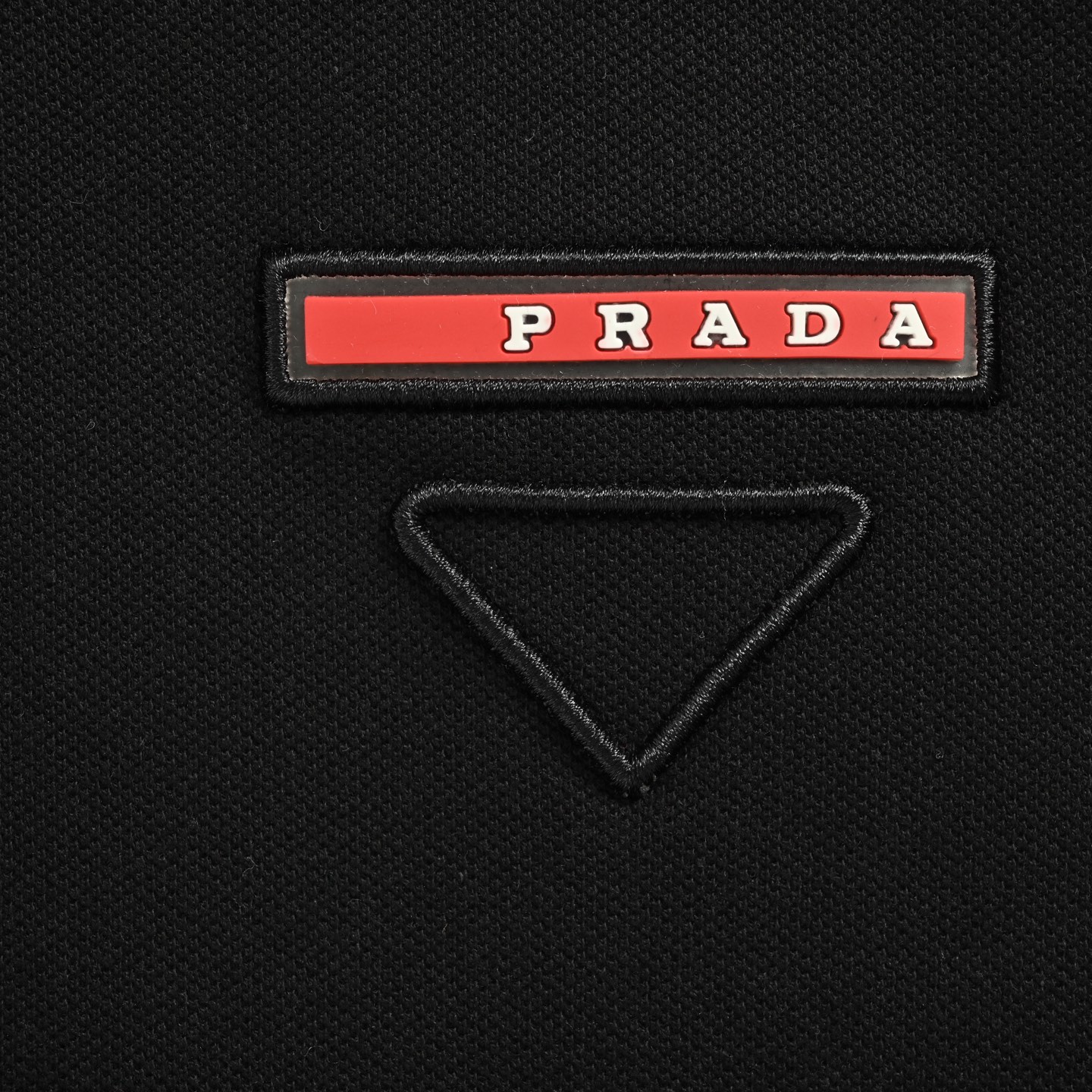 Prada 25ss red silicone trim triangle embroidery Polo short sleeve
