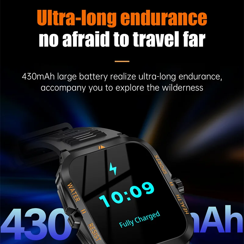 New men's three-proof outdoor 3ATM deep waterproof smartwatch 1.93inch430Mah large battery HD Bluetooth call smartwatch + box