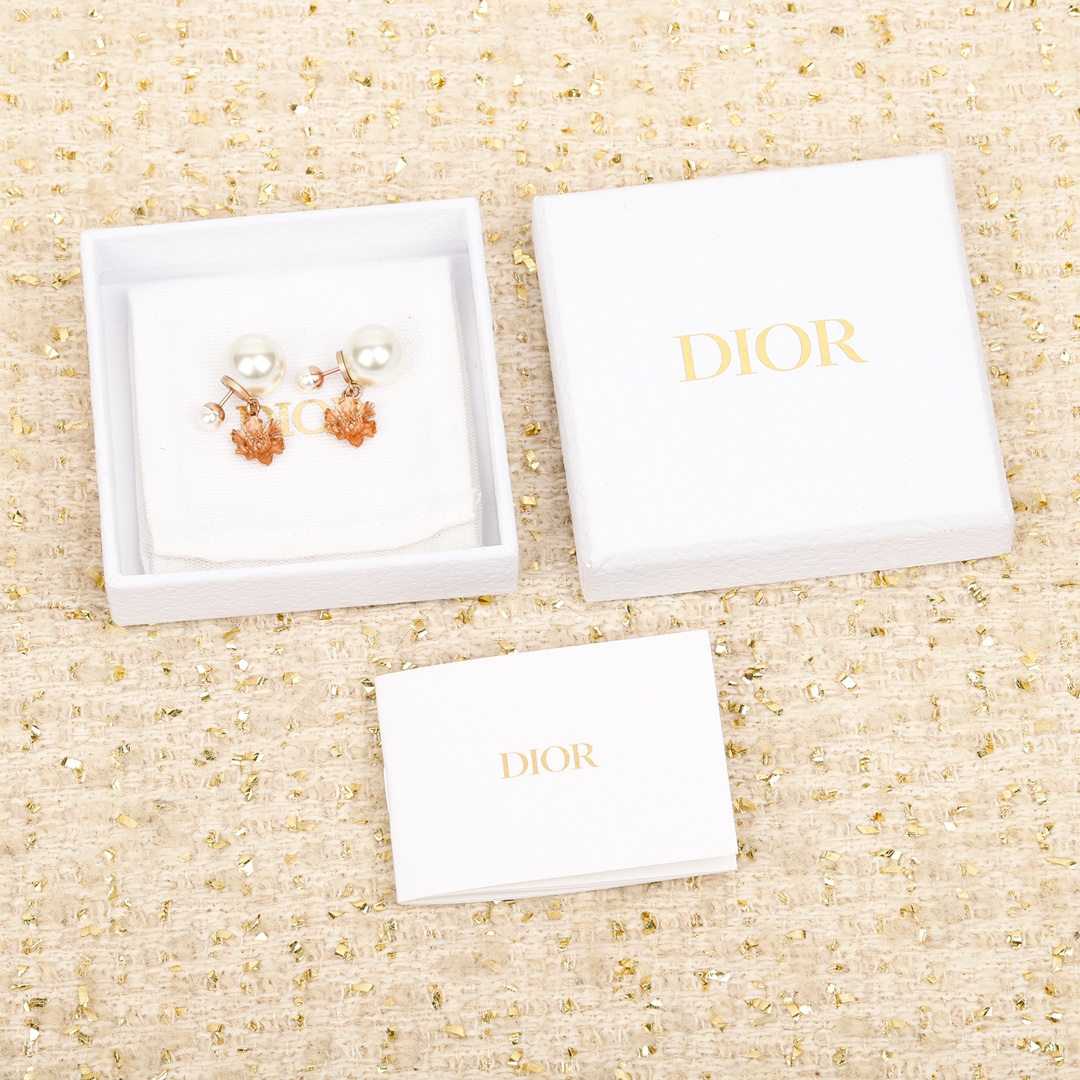 Dior Rose Pearl Earrings
