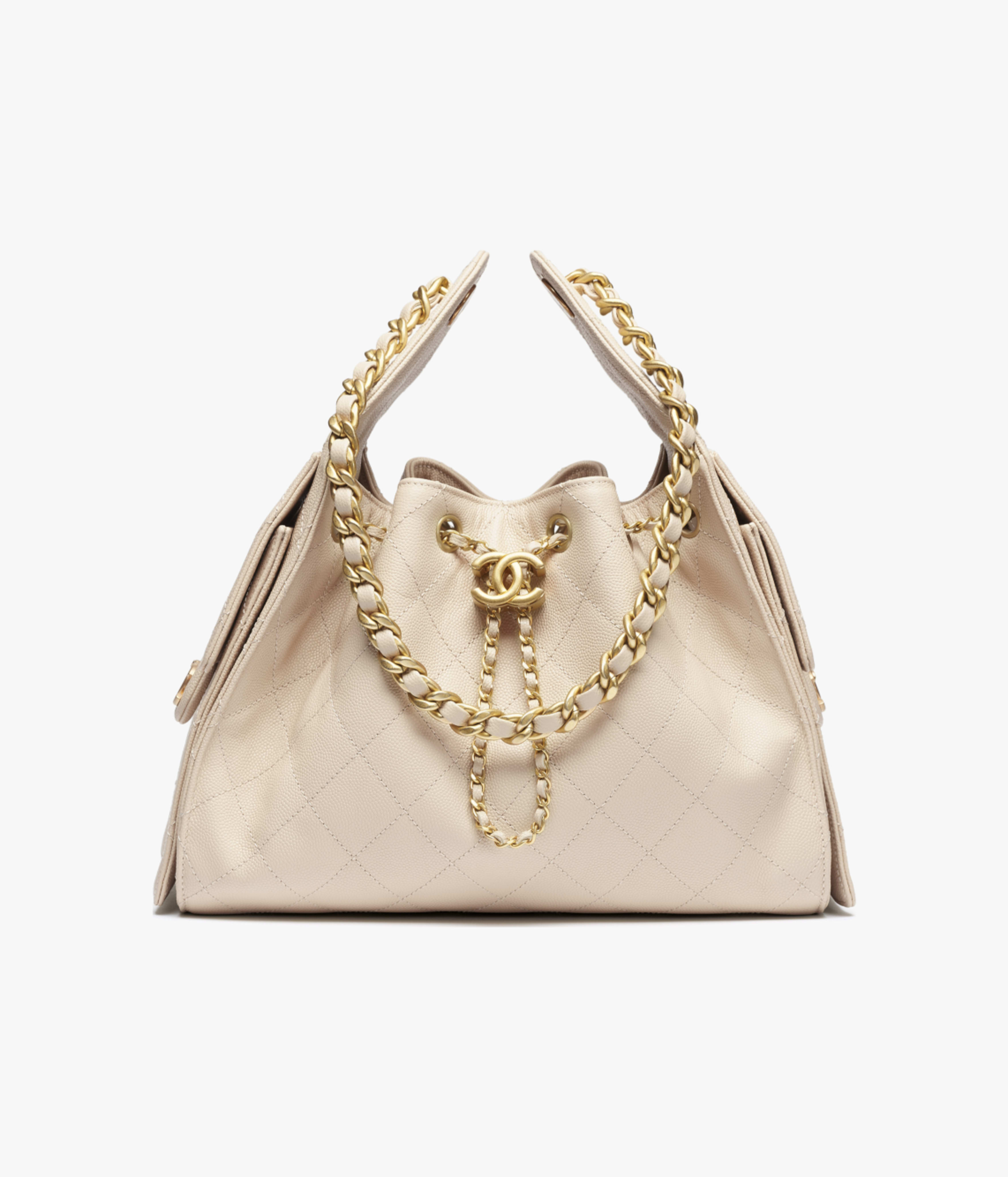 Chanel Small 25 Grained Calfskin & Gold-Tone Metal Beige AS5293-B20304-NAGEK