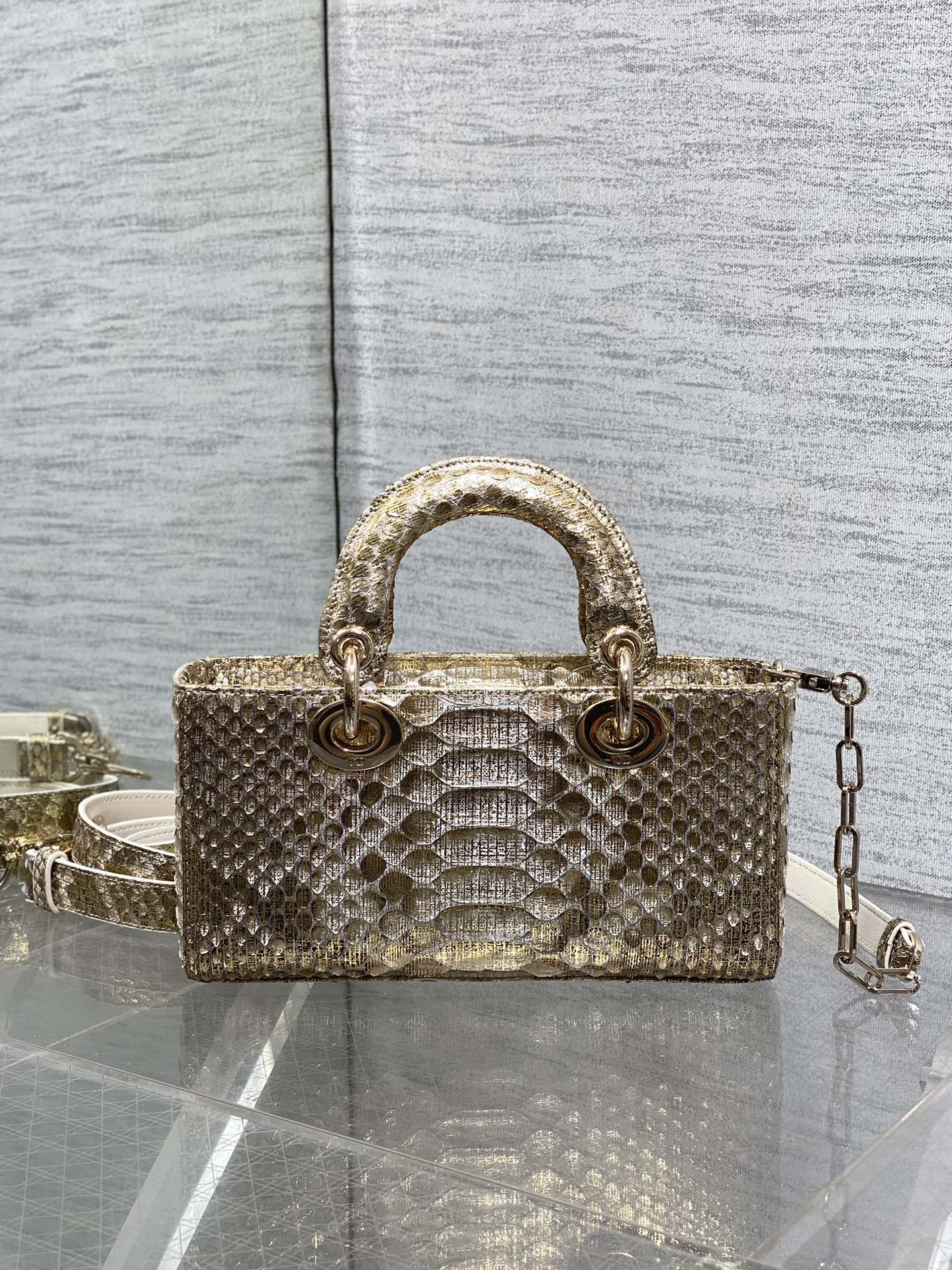 Dior Lady horizontal rare snakeskin Lady Dior bag