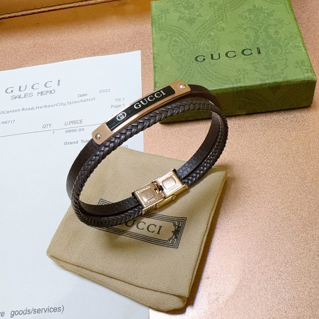 Gucci Black Braided Gold Bracelet