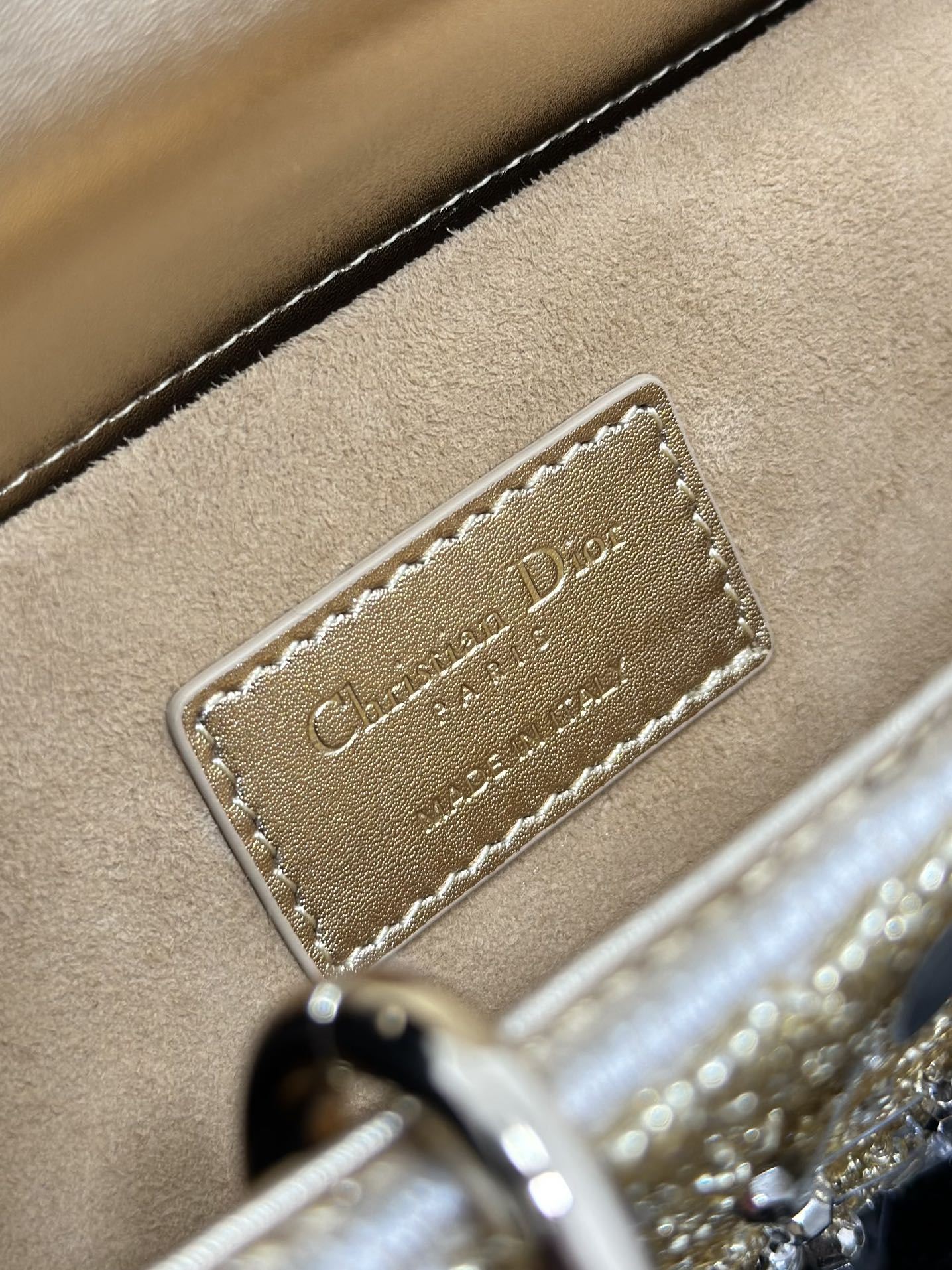 Dior Lady D-Joy Medium Embroidered Sequin Gold Lady Diana Bag M0540