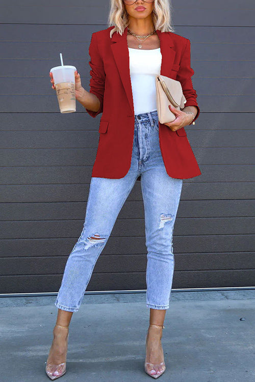 Heididress Classic Single Button Back Slit Pocketed Blazer