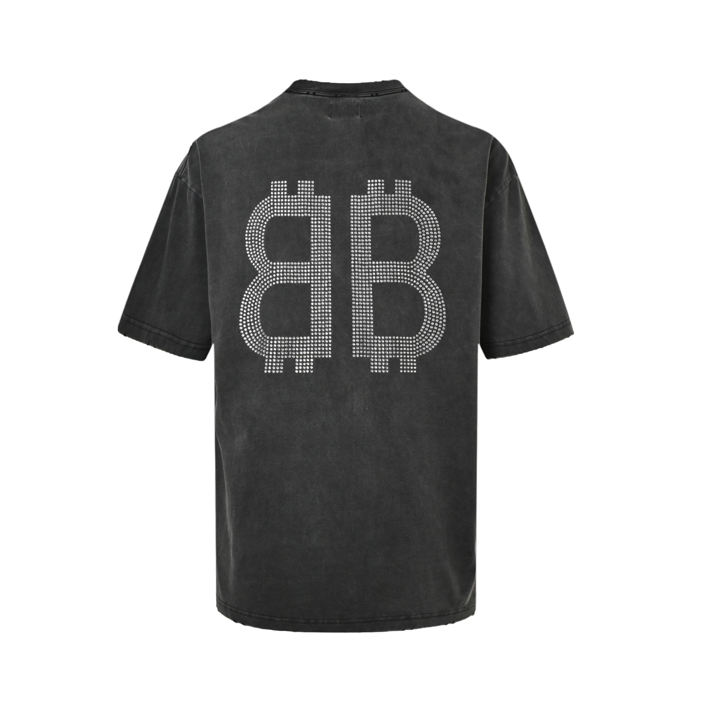 Balenciaga 25ss Double B Bitcoin Hot Diamond Fried Salt Hole Short Sleeve