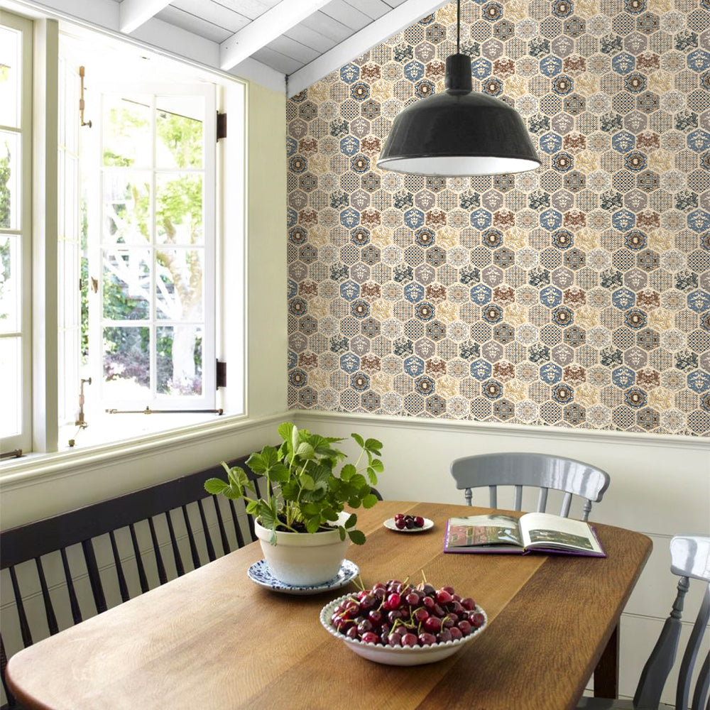 3D Brown Boho Hexagon Peel and Stick Wall Tile