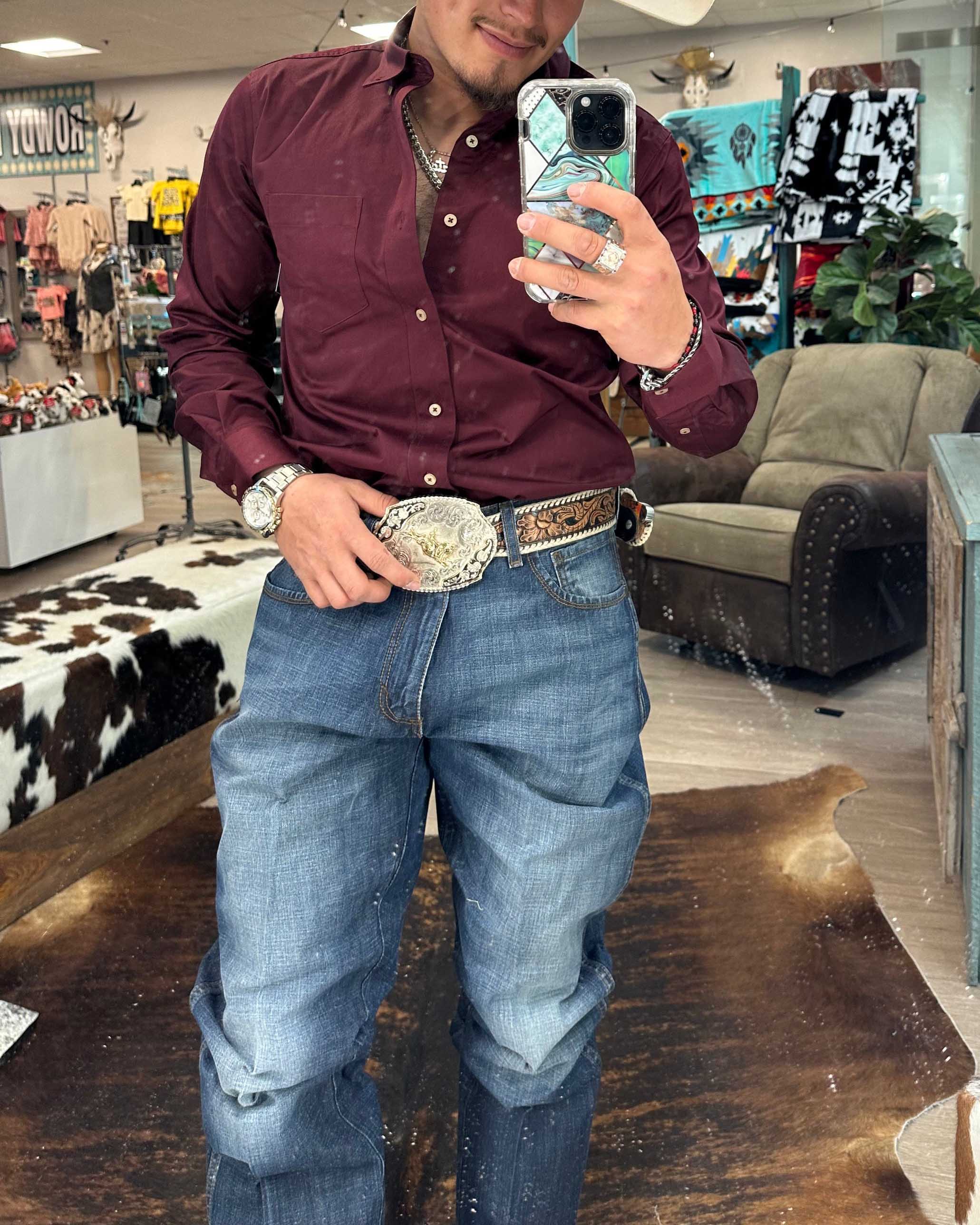 Men's Casual Retro Solid Color Long Sleeve Shirt