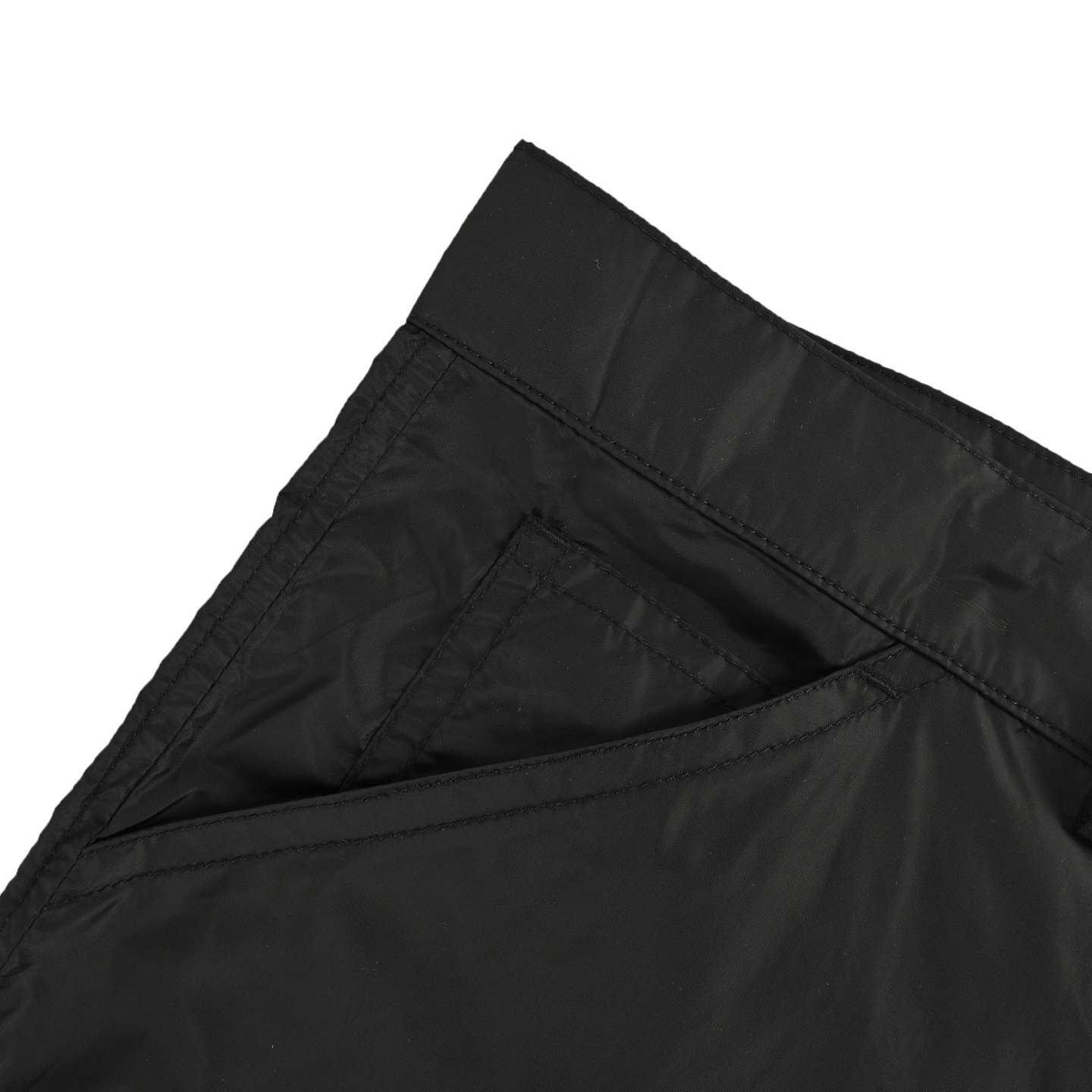 Prada 25Fw recycled nylon trousers with back flap pockets