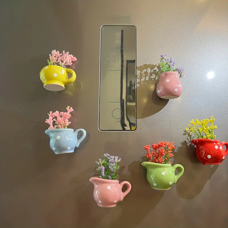 ON SALE🔥8 Pcs/Set Magnetic Mini Ceramic Glass Vase With Dropper - Handmade Ceramic Vase