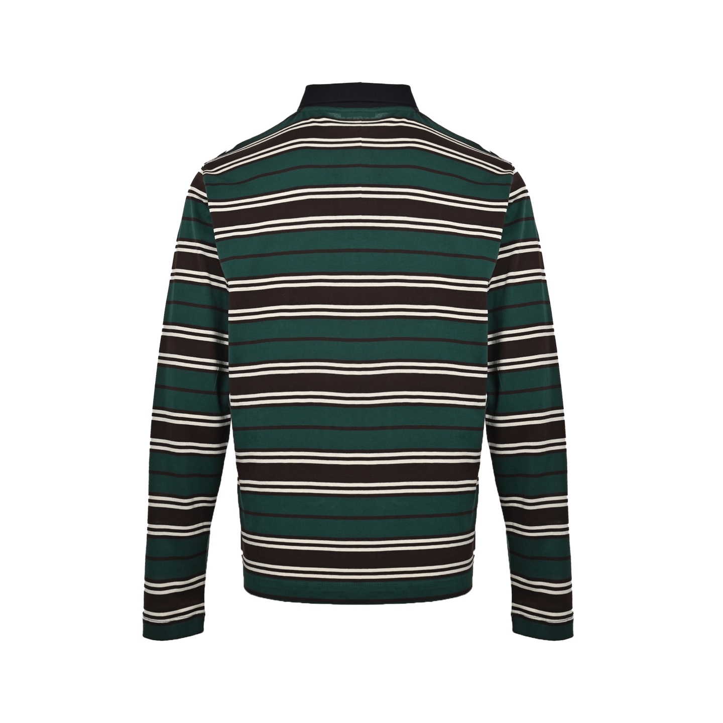 Prada 25ss green striped long-sleeved polo shirt