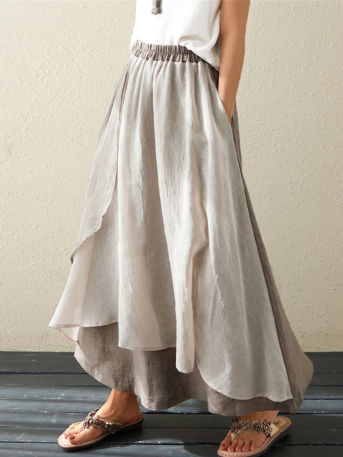 Cotton Irregular Panel Skirt
