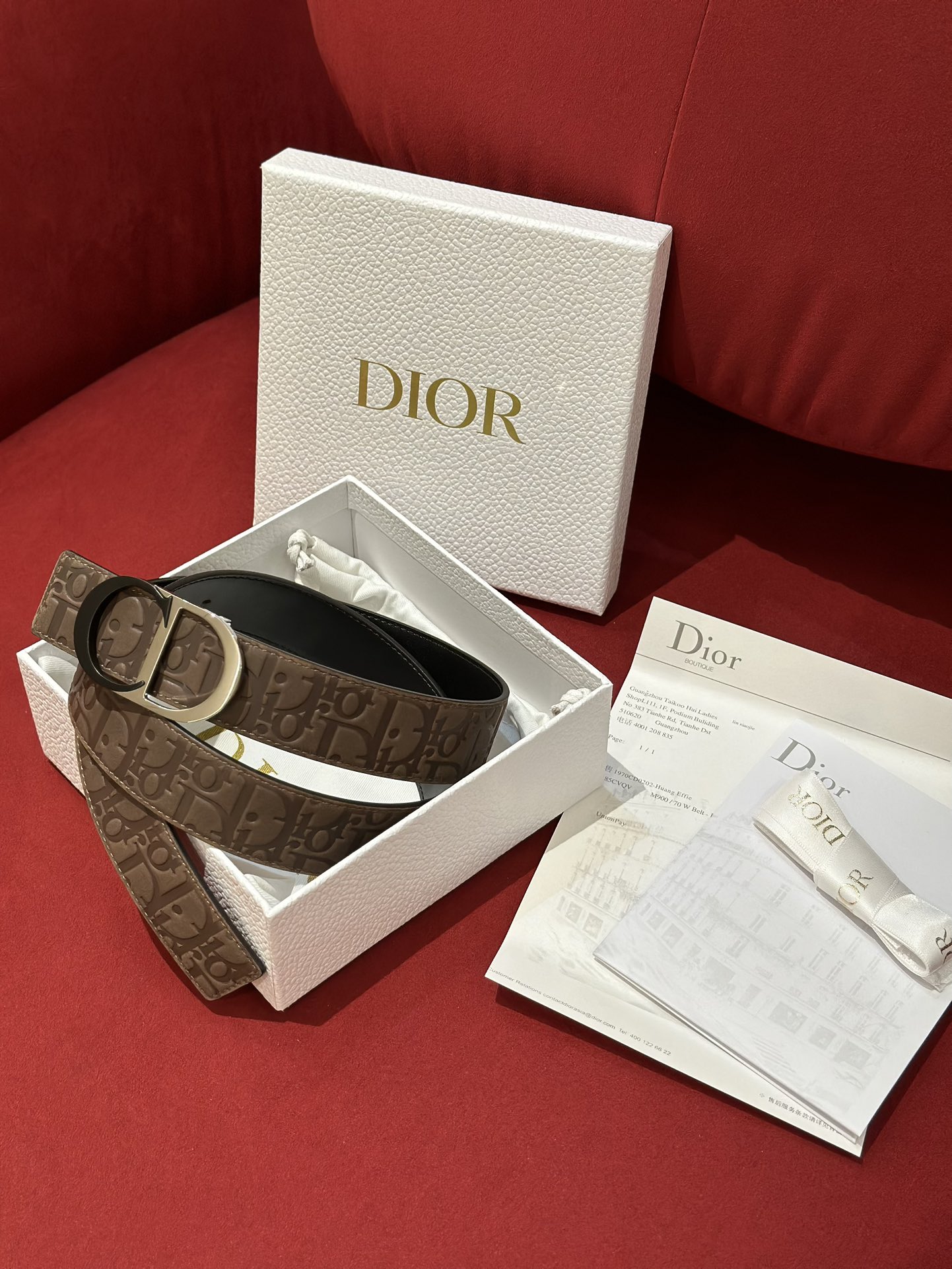 Dior CD Buckle Canvas Leather Belt 3.5CM Width