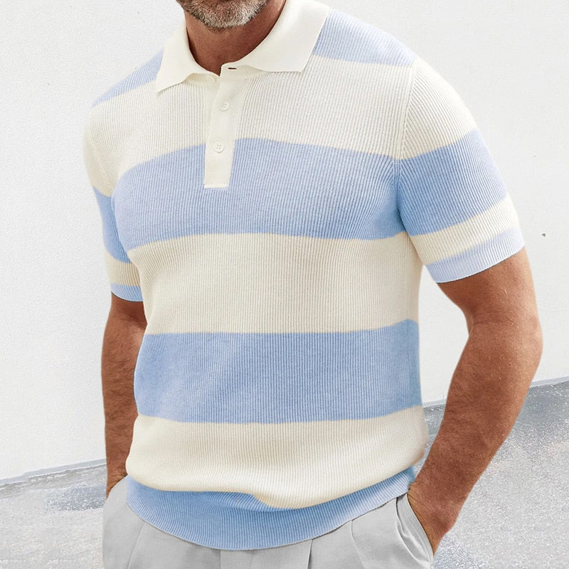 Italia Striped Knitted Polo Shirt