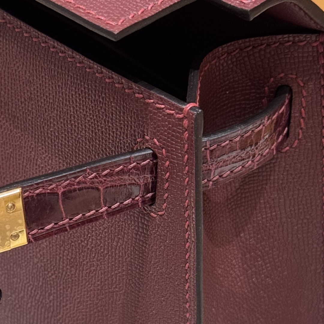 Hermes mini kelly 2 55Rouge H57Bordeaux (handmade)