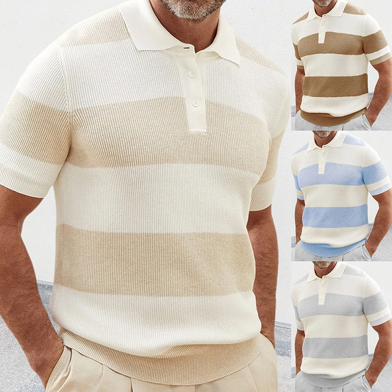Italia Striped Knitted Polo Shirt