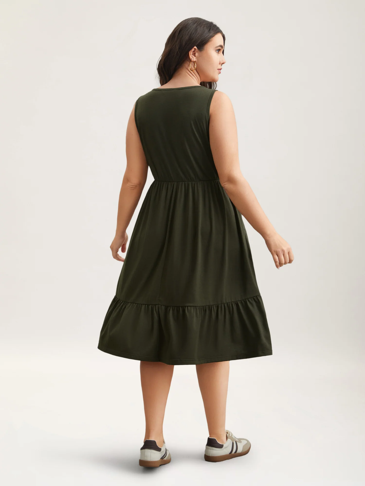 Supersoft Stretchy Waist Pockets Midi Dress